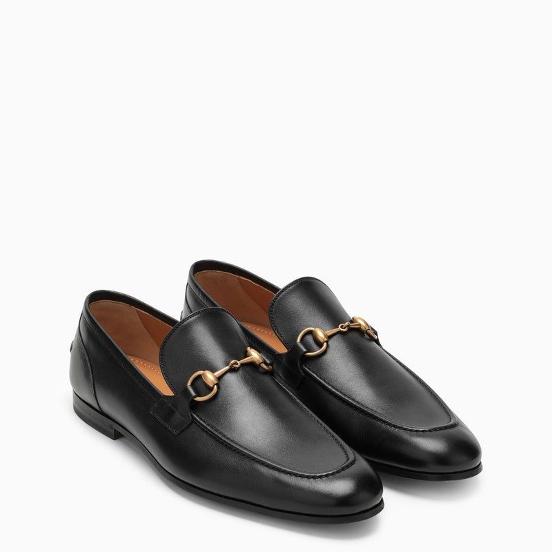 Gucci Black Leather Jordaan Loafers Men