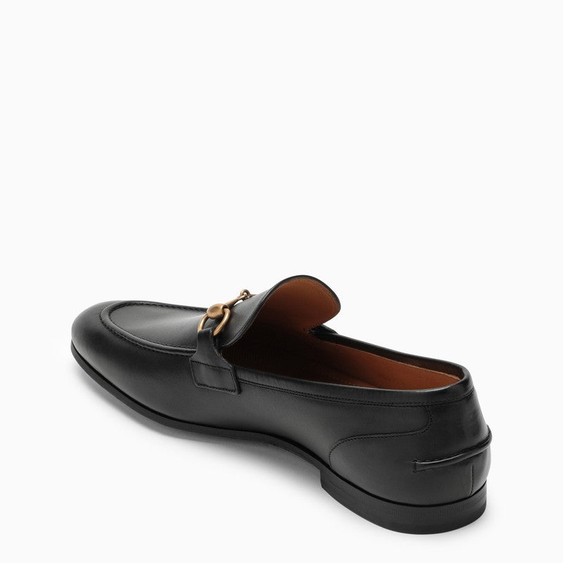 Gucci Black Leather Jordaan Loafers Men