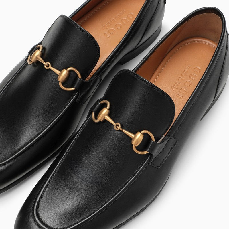 Gucci Black Leather Jordaan Loafers Men