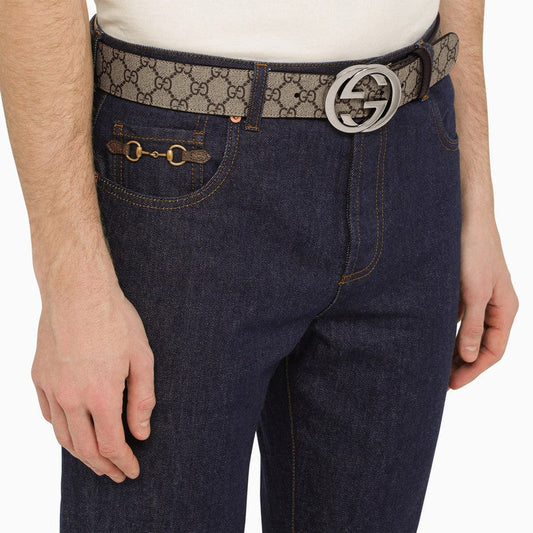 Gucci Gg Supreme Fabric Belt With Gg Buckle Men