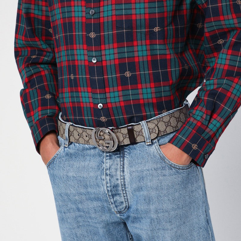 Gucci Gg Supreme Fabric Belt With Gg Buckle Men