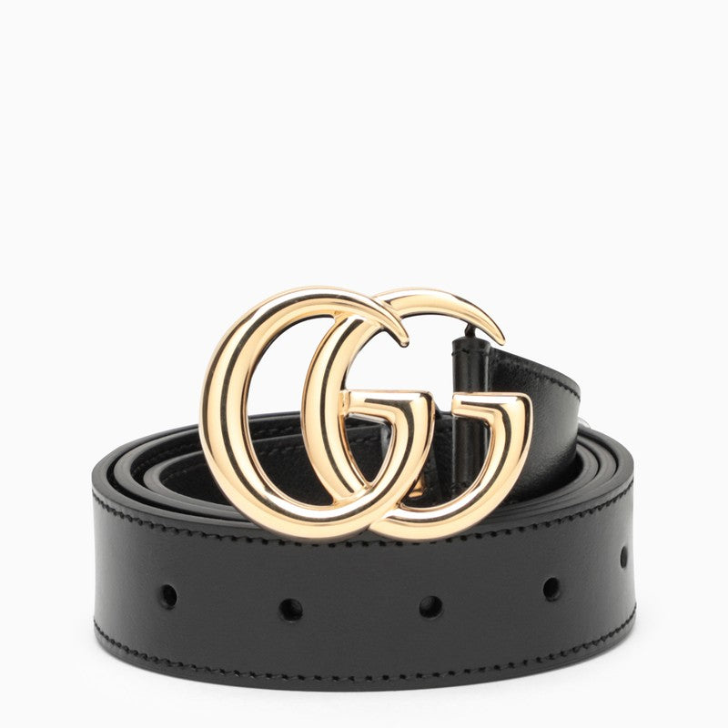 Gucci Black Belt With Double Gg Buckle Men