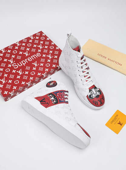 The Bags Vibe - Louis Vuitton Stellar Trainer Boot White Red Sneaker