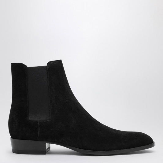 Saint Laurent Wyatt 30 Black Suede Ankle Boot Men