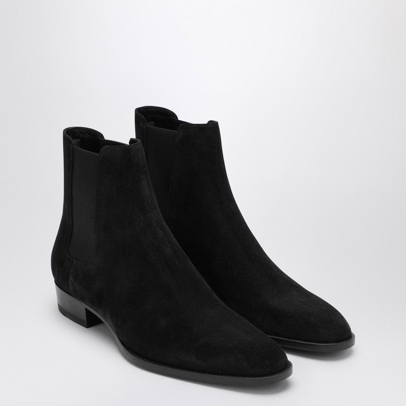 Saint Laurent Wyatt 30 Black Suede Ankle Boot Men