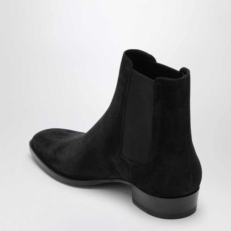 Saint Laurent Wyatt 30 Black Suede Ankle Boot Men