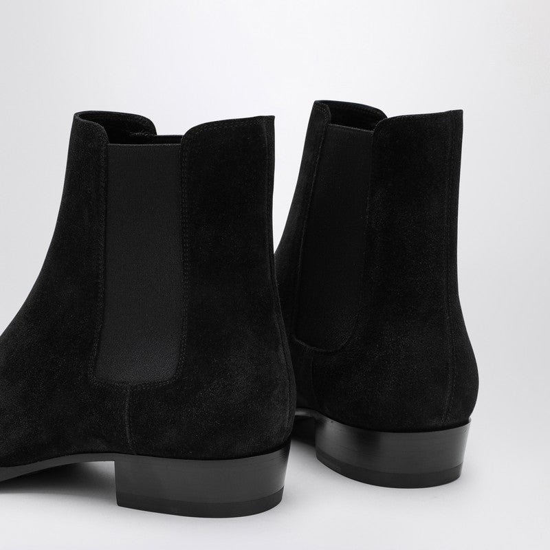 Saint Laurent Wyatt 30 Black Suede Ankle Boot Men