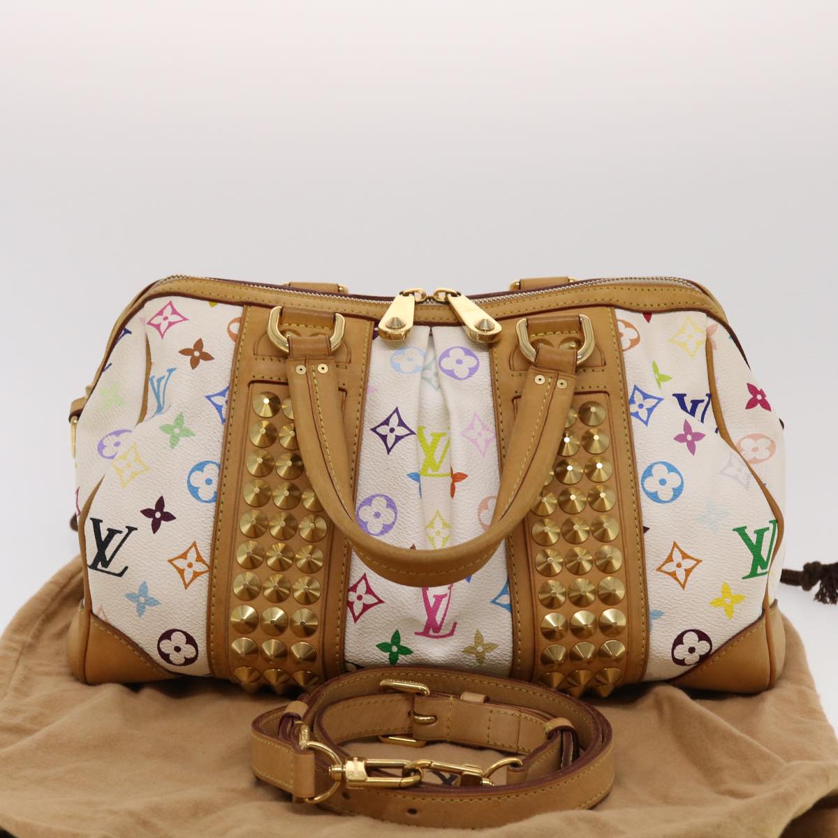 LOUIS VUITTON Monogram Multicolor Courtney MM Hand Bag White M45641 Auth 44355