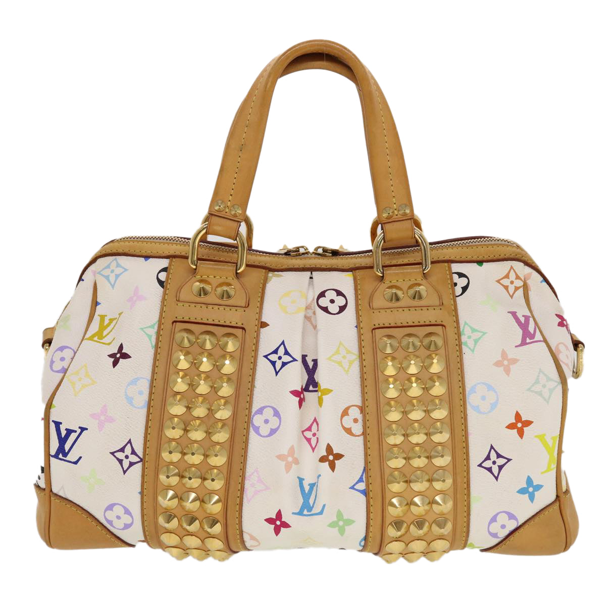 LOUIS VUITTON Monogram Multicolor Courtney MM Hand Bag White M45641 Auth 44355