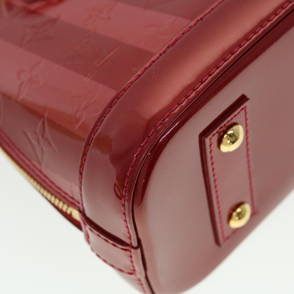 LOUIS VUITTON Vernis Rayure Alma BB Hand Bag Red M915593 LV Auth 44749