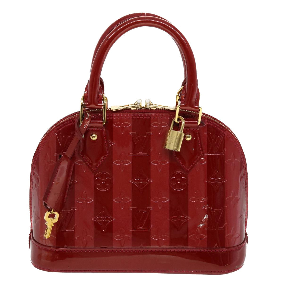 LOUIS VUITTON Vernis Rayure Alma BB Hand Bag Red M915593 LV Auth 44749