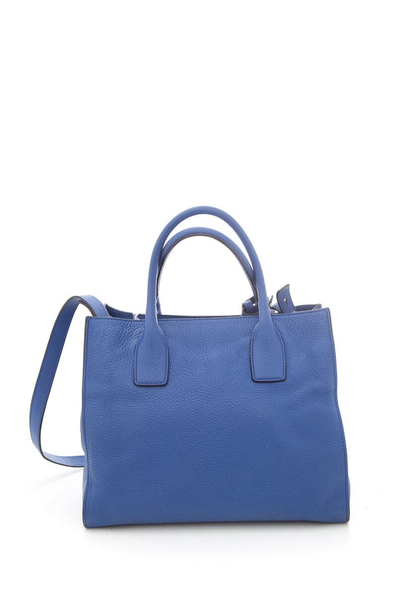 Prada Vitello Donna Cobalt Blue Grained Leather Tote