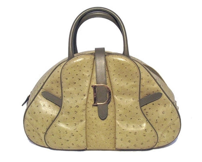 Christian Dior Green Ostrich Leather Handbag