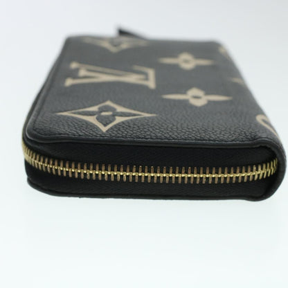 LOUIS VUITTON Monogram Empreinte Zippy Wallet Black Beige M80481 LV Auth 45062