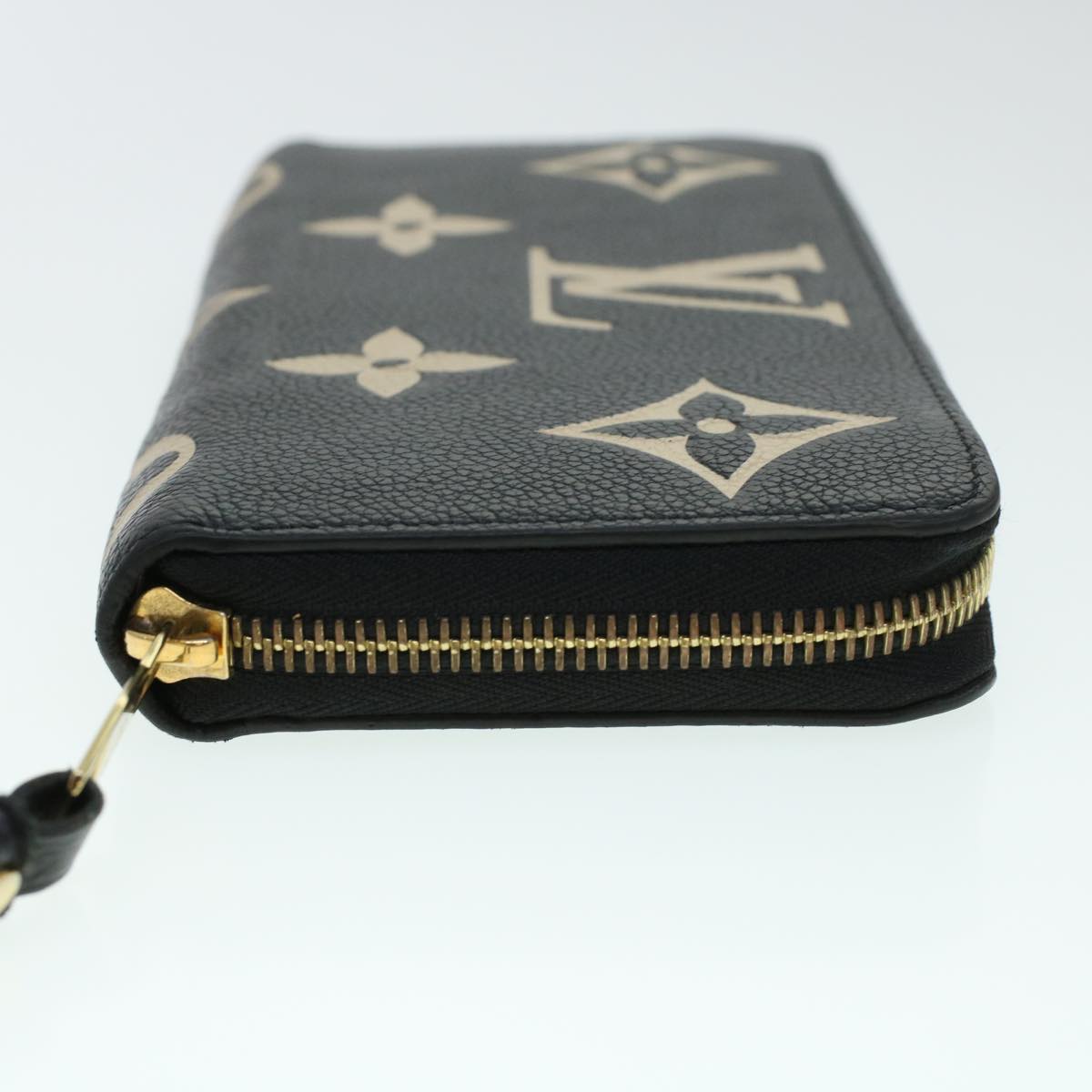 LOUIS VUITTON Monogram Empreinte Zippy Wallet Black Beige M80481 LV Auth 45062