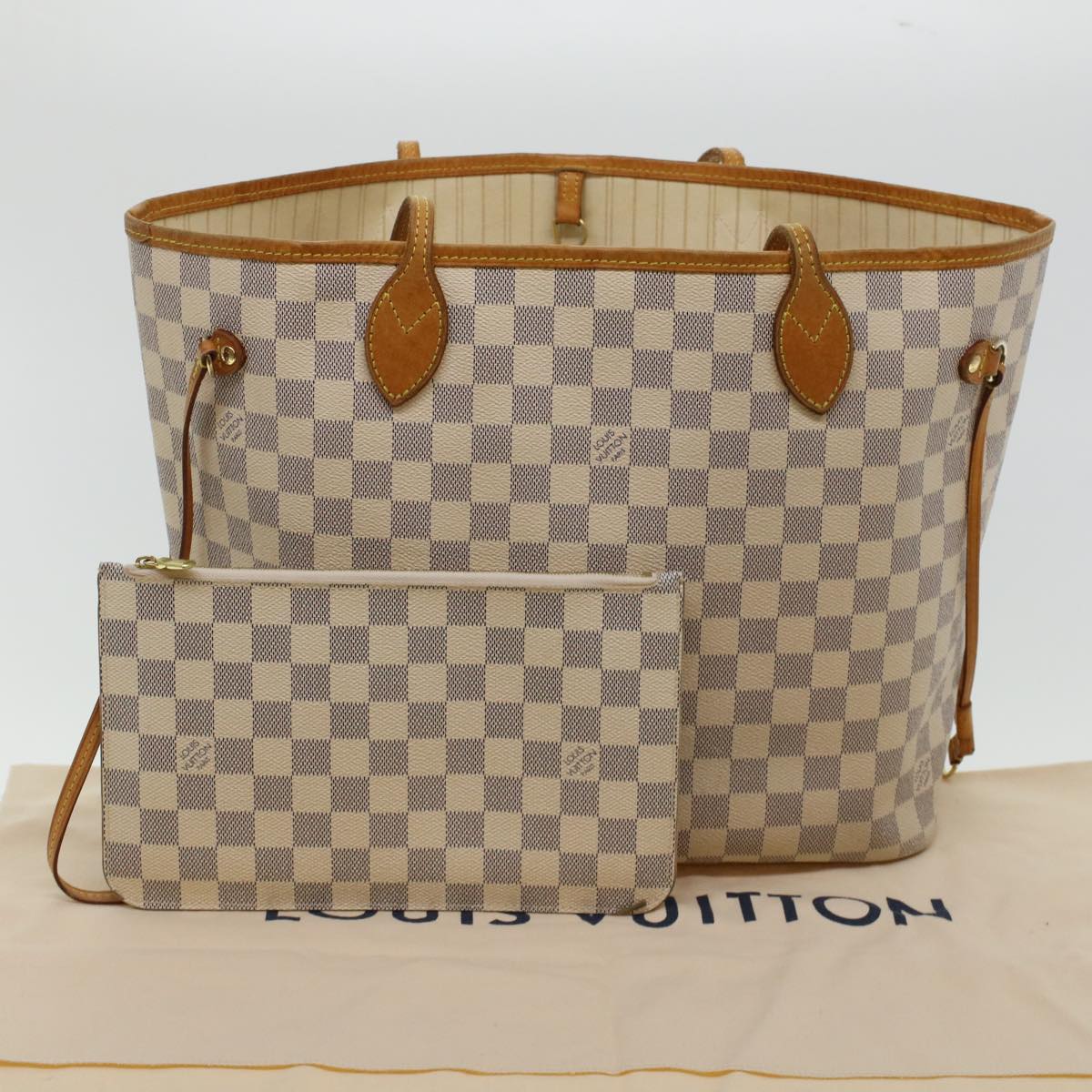 LOUIS VUITTON Damier Azur Neverfull MM Tote Bag N41605 LV Auth 45252