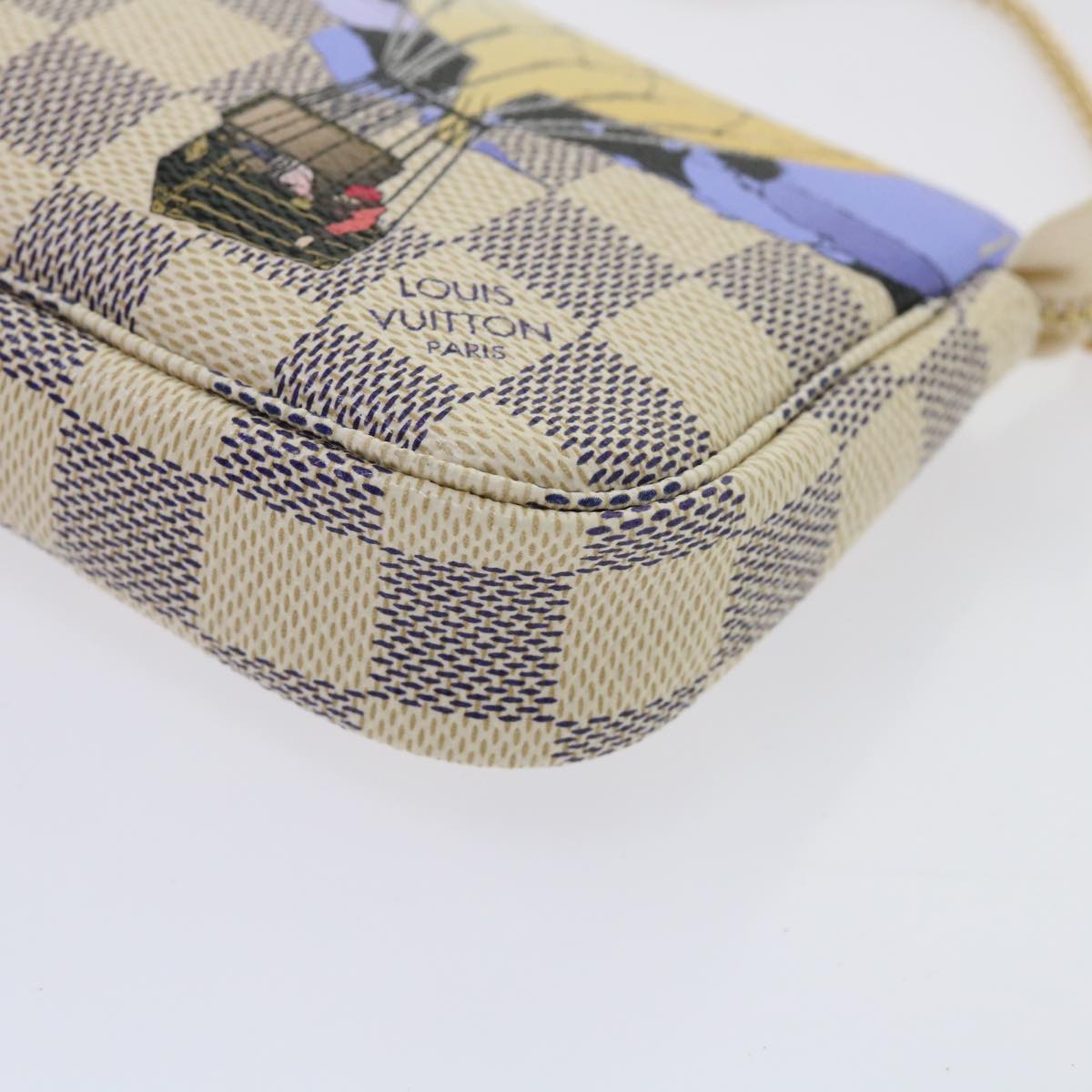 LOUIS VUITTON Damier Azur Mini Pochette Accessoires Pouch N63005 LV Auth 46968A