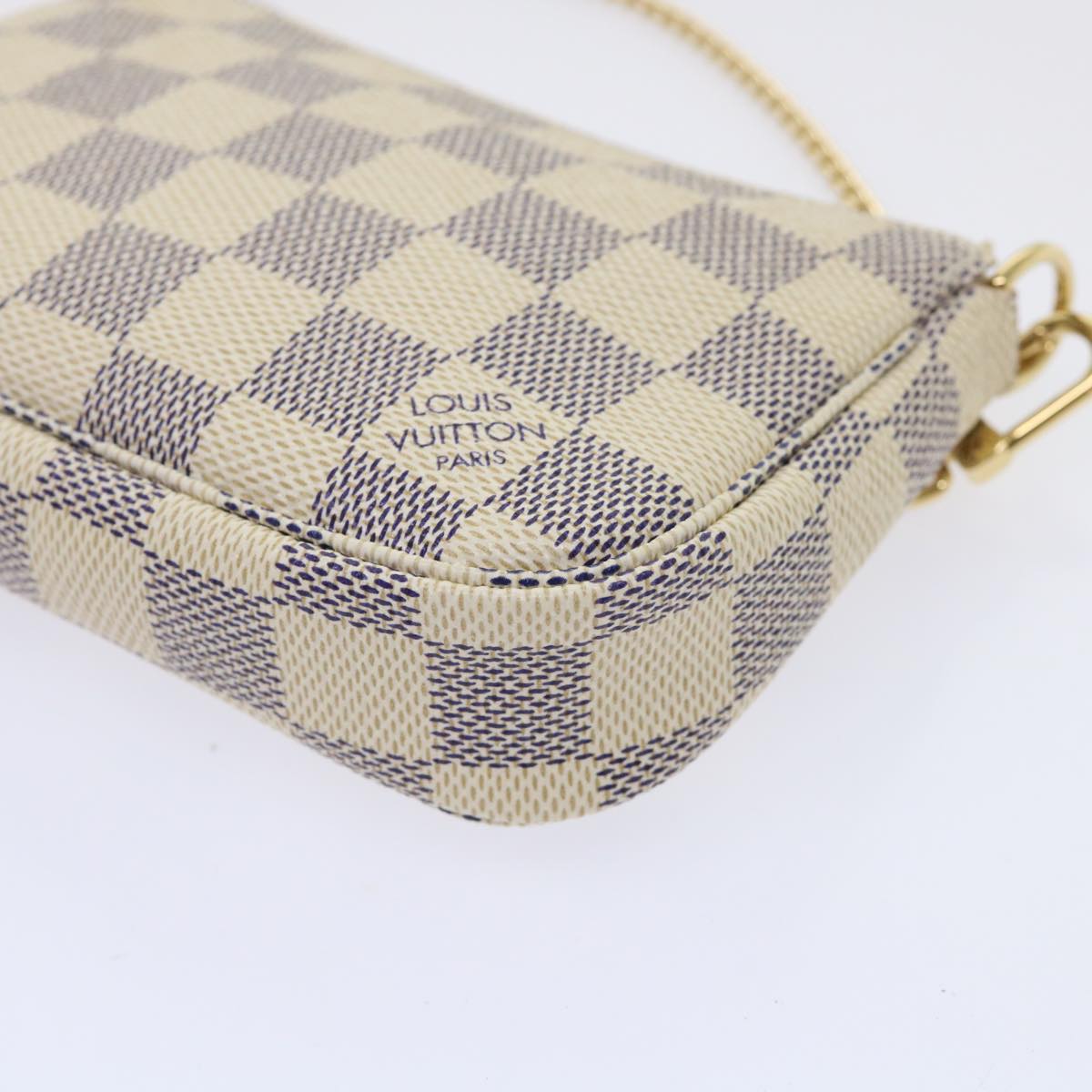 LOUIS VUITTON Damier Azur Mini Pochette Accessoires Pouch N63005 LV Auth 46968A