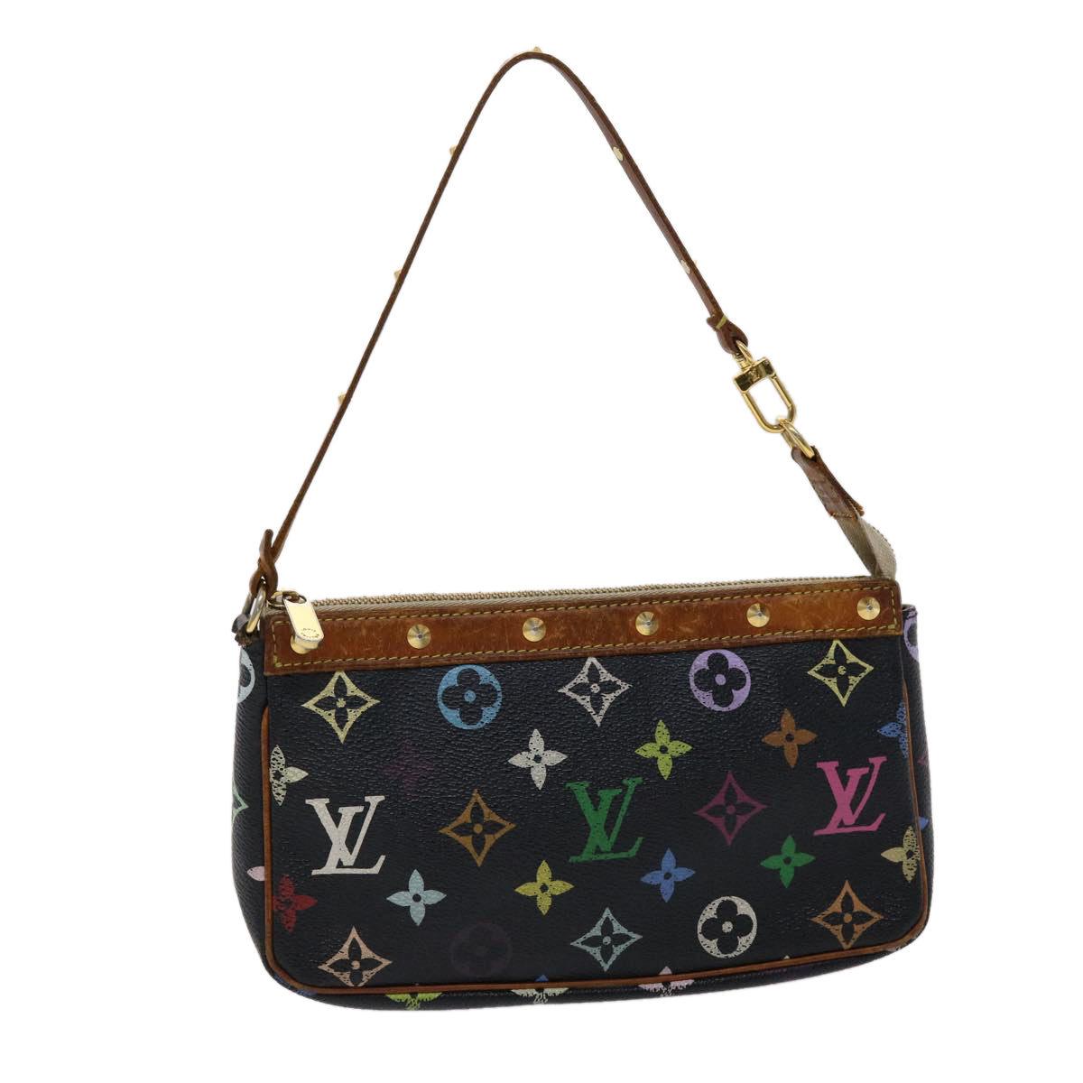 LOUIS VUITTON Monogram Multicolor Pochette Accessoires Black M92648 Auth 46977