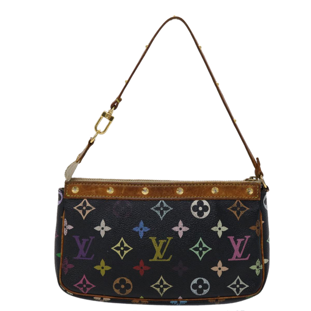 LOUIS VUITTON Monogram Multicolor Pochette Accessoires Black M92648 Auth 46977