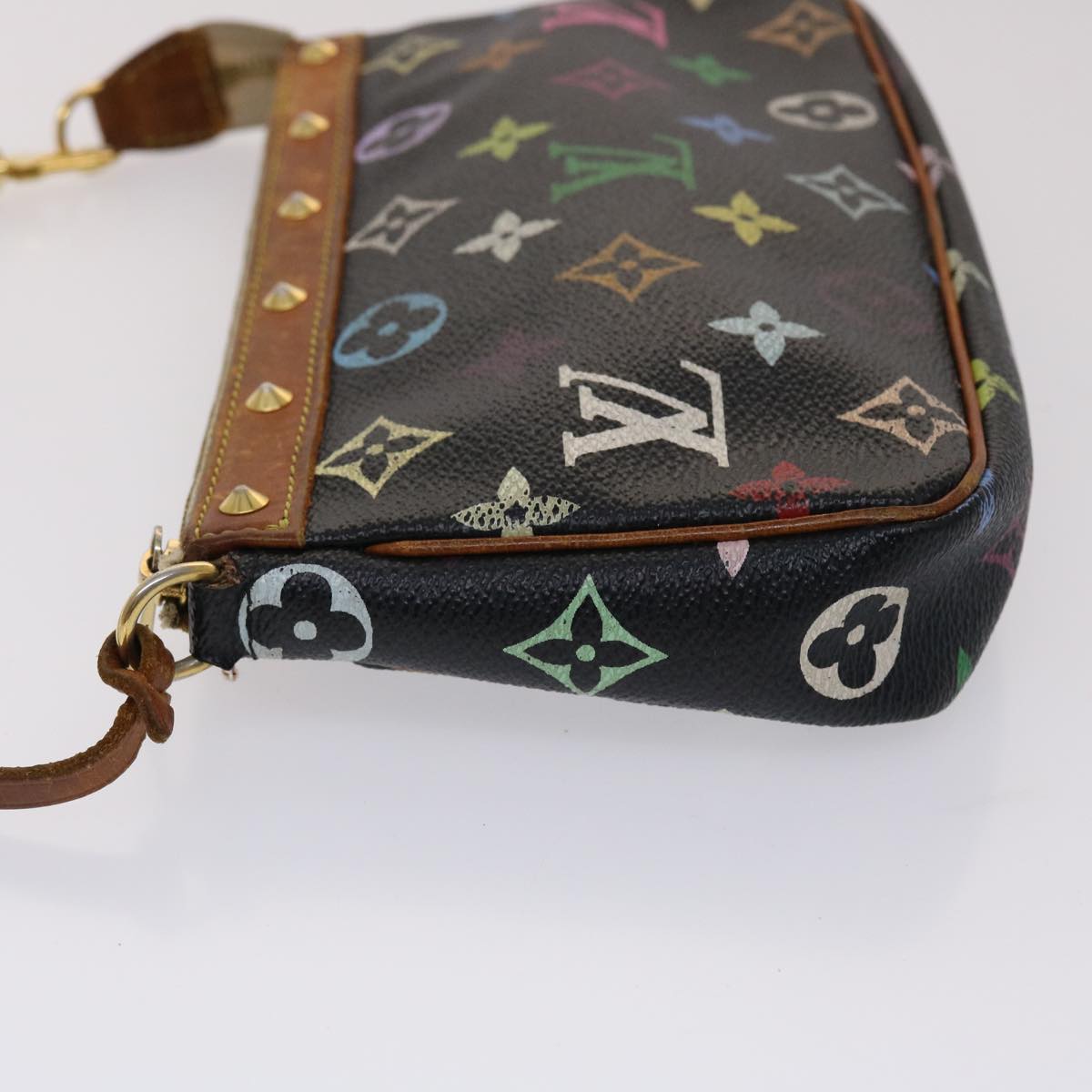 LOUIS VUITTON Monogram Multicolor Pochette Accessoires Black M92648 Auth 46977