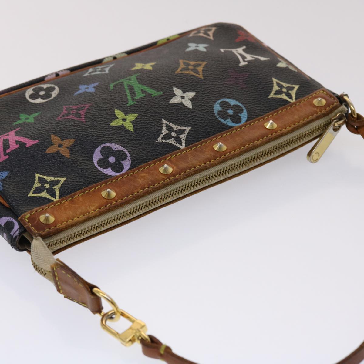 LOUIS VUITTON Monogram Multicolor Pochette Accessoires Black M92648 Auth 46977