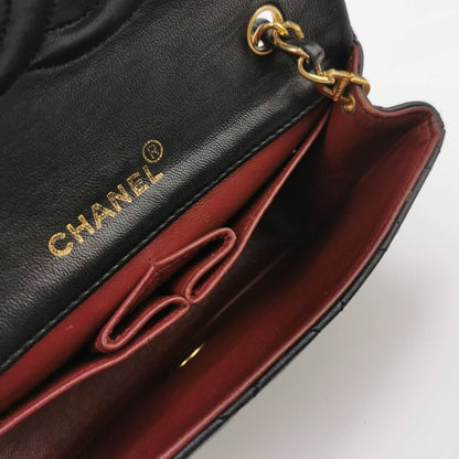 Chanel Classic Flap Mini Vintage 1989-1991 Black Lambskin Leather with 24k Gold Hardware