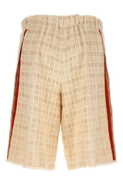 Gucci Women Contrast Band Tweed Bermuda Shorts