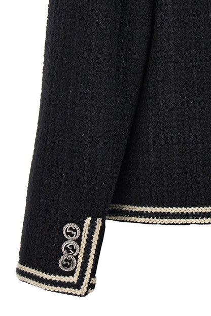 Gucci Women 'Interlocking G' Pin Tweed Jacket