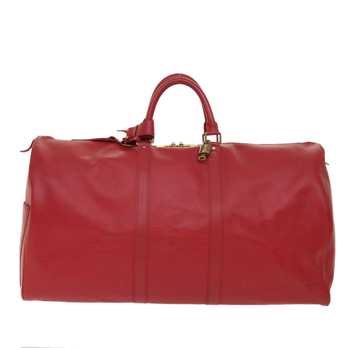 LOUIS VUITTON Epi Keepall 55 Boston Bag Red M42957 LV Auth 47095