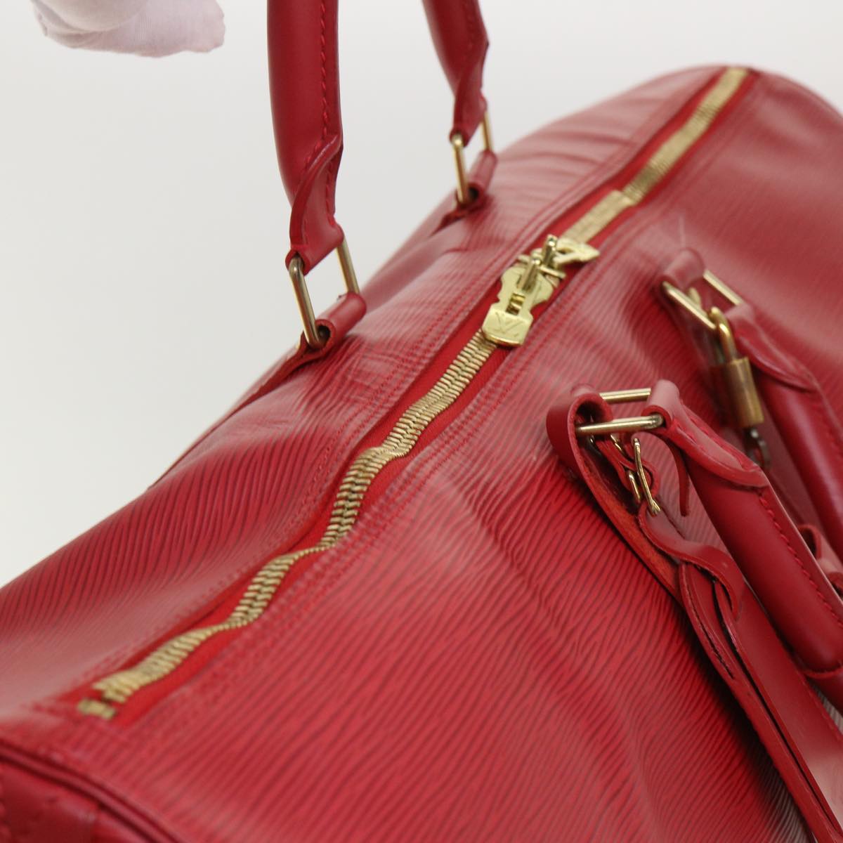 LOUIS VUITTON Epi Keepall 55 Boston Bag Red M42957 LV Auth 47095