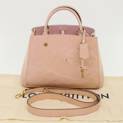 LOUIS VUITTON Monogram Vernis Montaigne BB Bag Rose Valerine M50404 Auth 47210