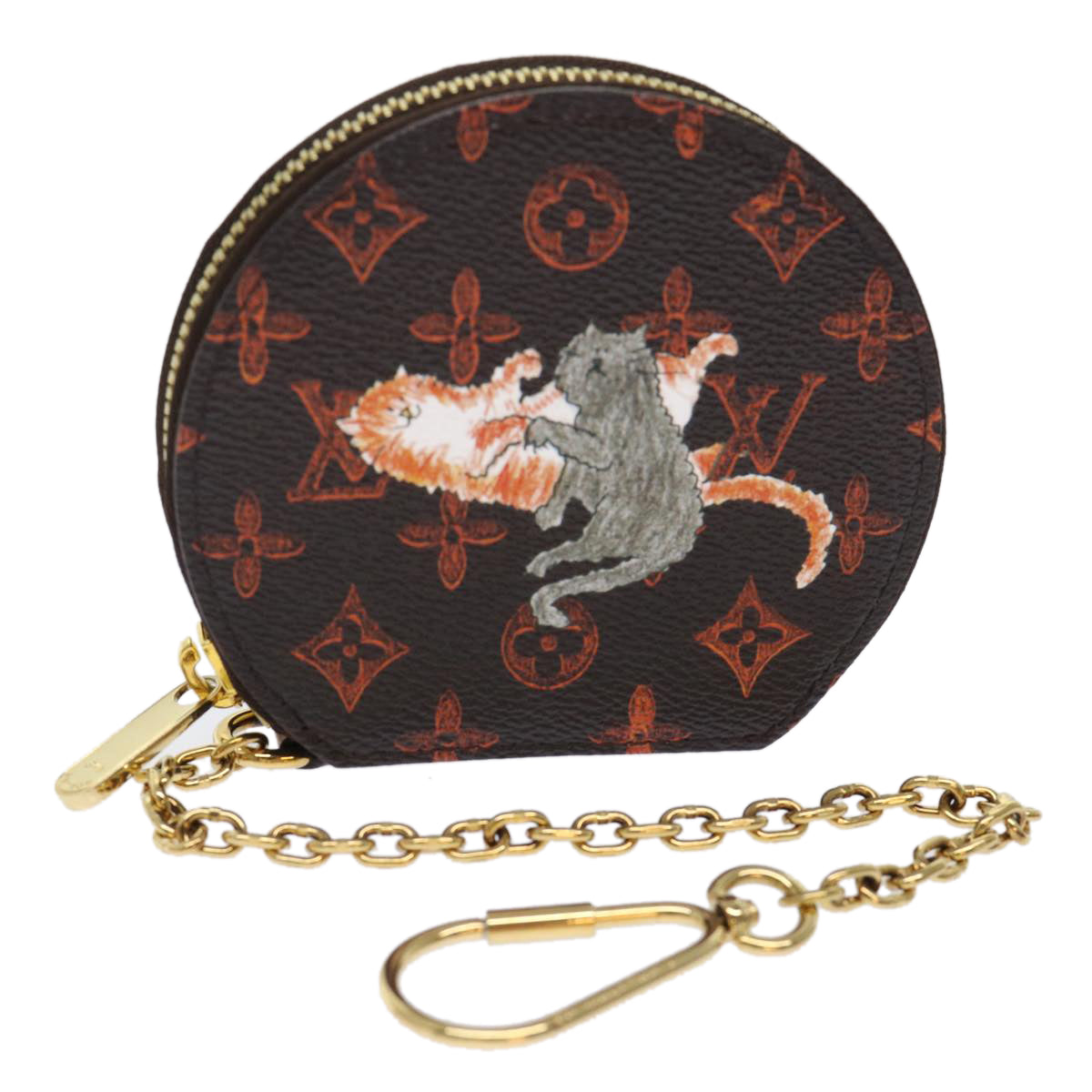 LOUIS VUITTON Catgram Chain Micro Powat Chapeau Coin Purse M63886 LV Auth 47211A