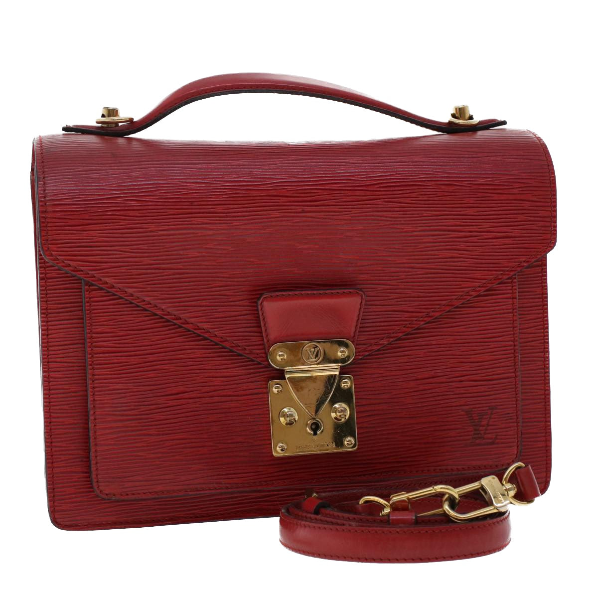 LOUIS VUITTON Epi Monceau 28 Hand Bag 2way Red M40783 LV Auth 47349