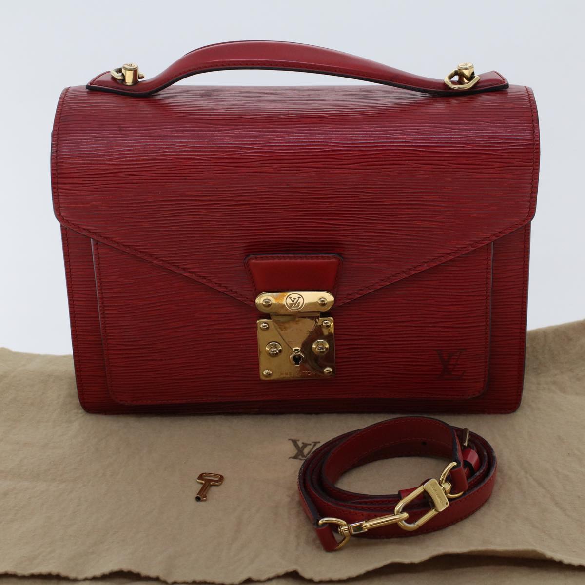 LOUIS VUITTON Epi Monceau 28 Hand Bag 2way Red M40783 LV Auth 47349