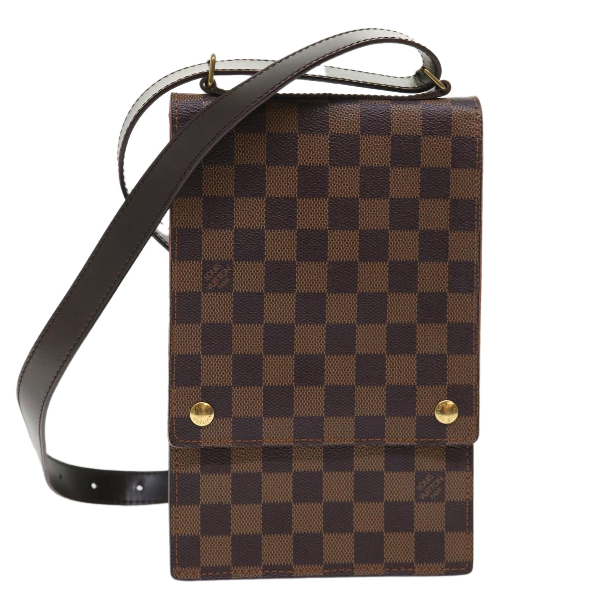 LOUIS VUITTON Damier Ebene Portello Shoulder Bag N45271 LV Auth 47684