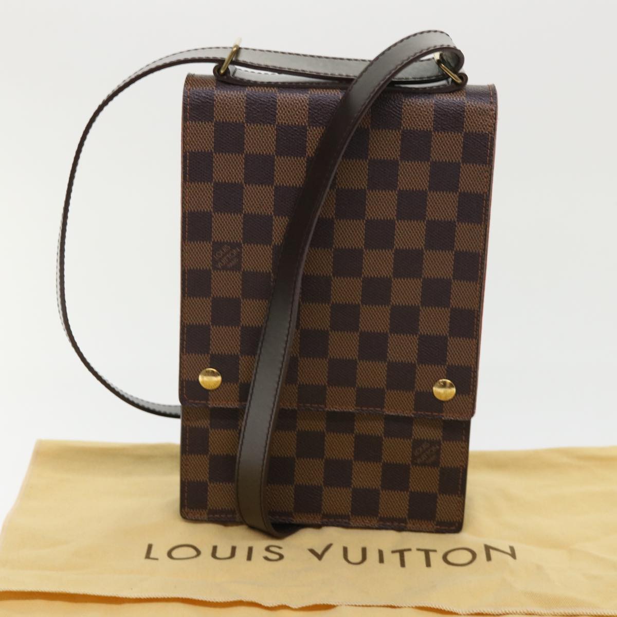 LOUIS VUITTON Damier Ebene Portello Shoulder Bag N45271 LV Auth 47684