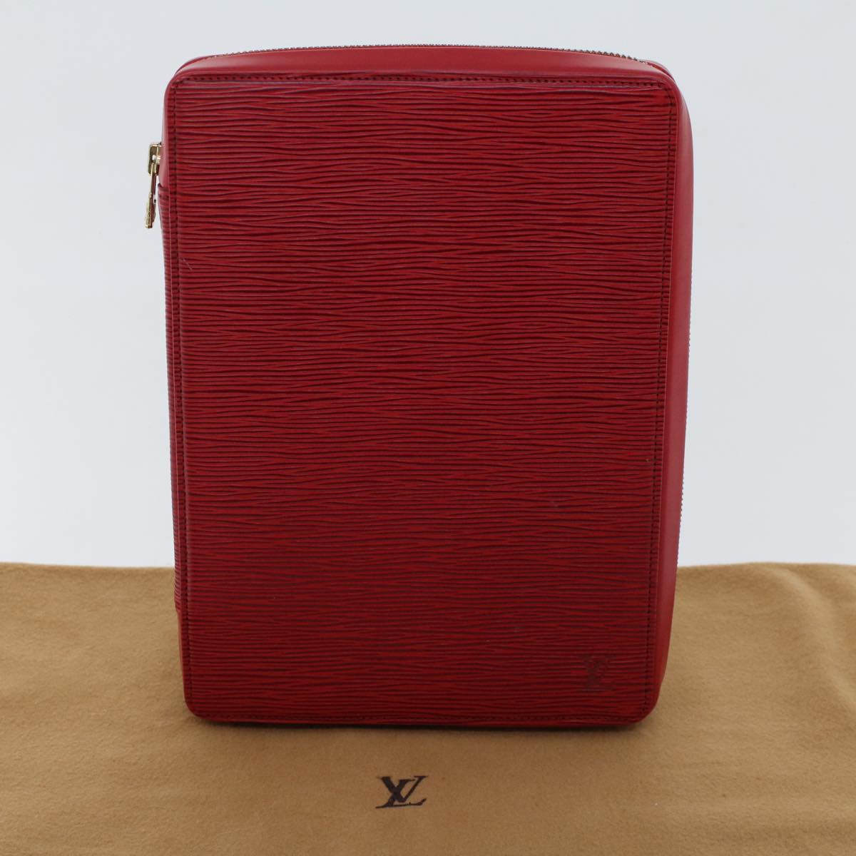 LOUIS VUITTON Epi Agenda Voyage Clutch Bag Red LV Auth 47809