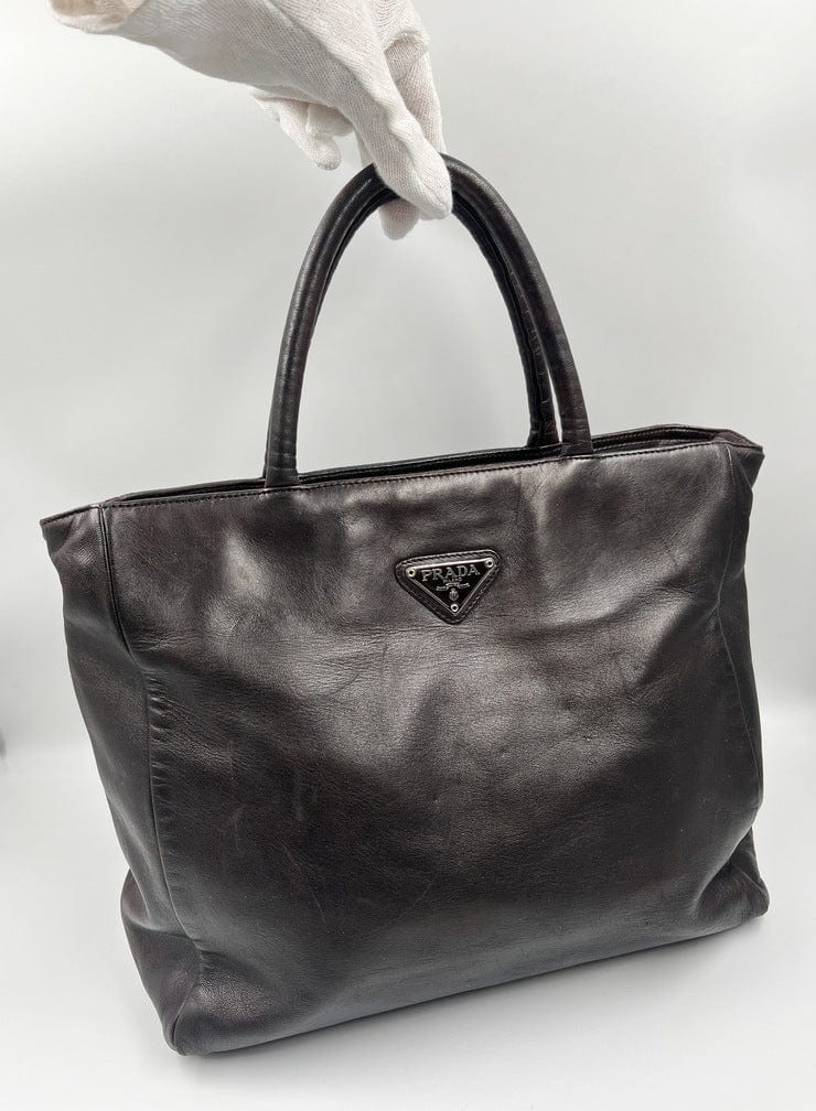 Prada Dark Brown Leather Tote