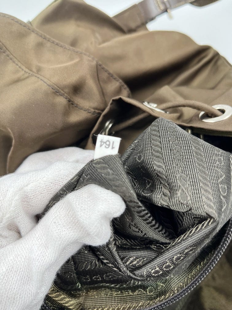 Prada Khaki Nylon Backpack