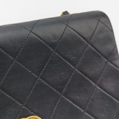 Chanel Classic Flap Mini Vintage 1989-1991 Black Lambskin Leather with 24k Gold Hardware