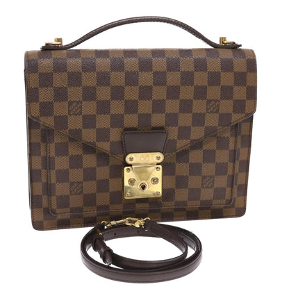 LOUIS VUITTON Damier Ebene Monceau 28 Hand Bag SPO 2way N48088 LV Auth 49347