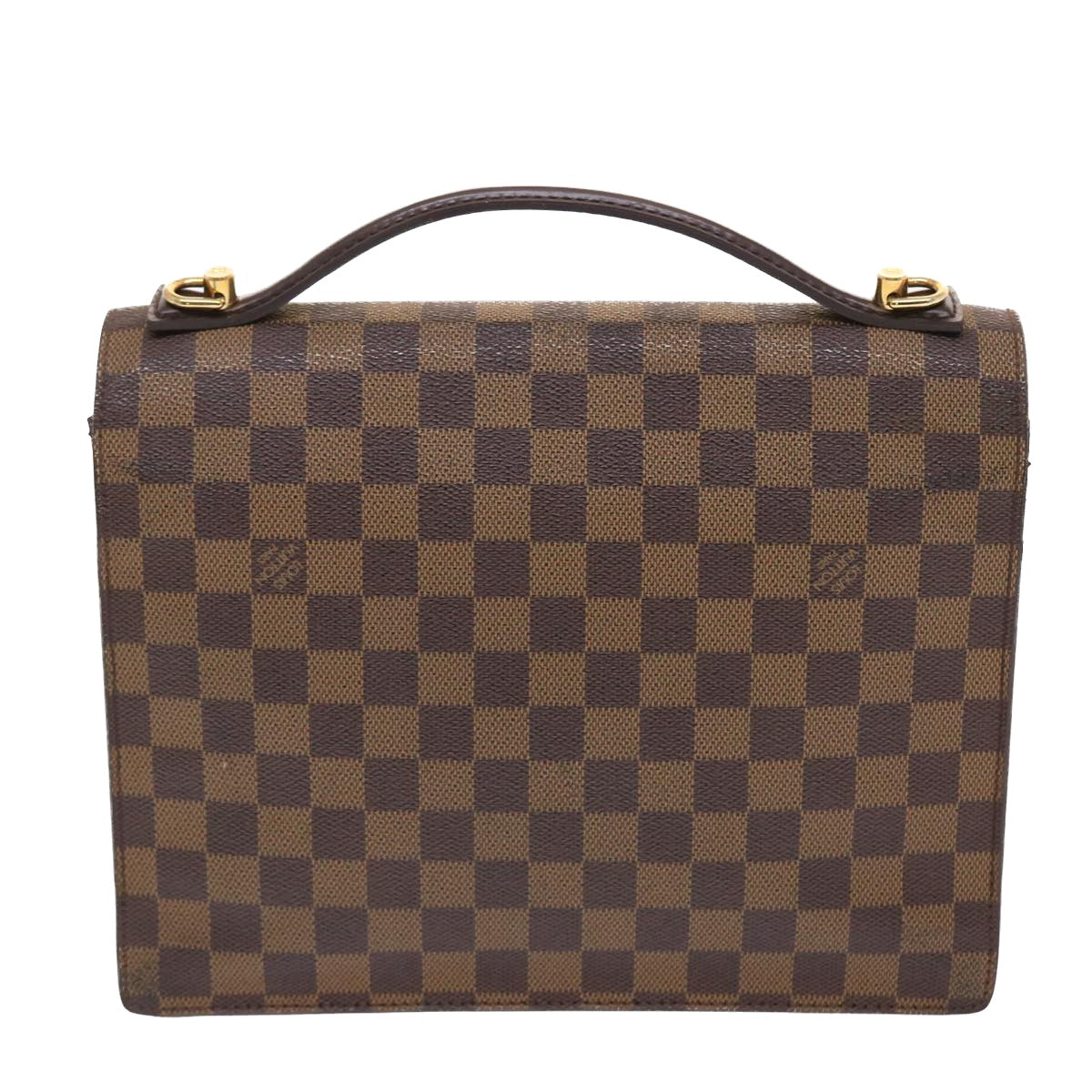 LOUIS VUITTON Damier Ebene Monceau 28 Hand Bag SPO 2way N48088 LV Auth 49347