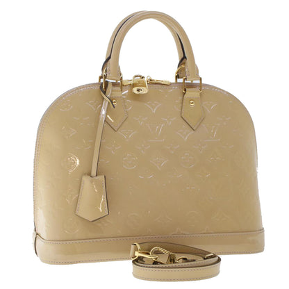 LOUIS VUITTON Monogram Vernis Alma PM Hand Bag 2way Beige M90170 LV Auth 49459