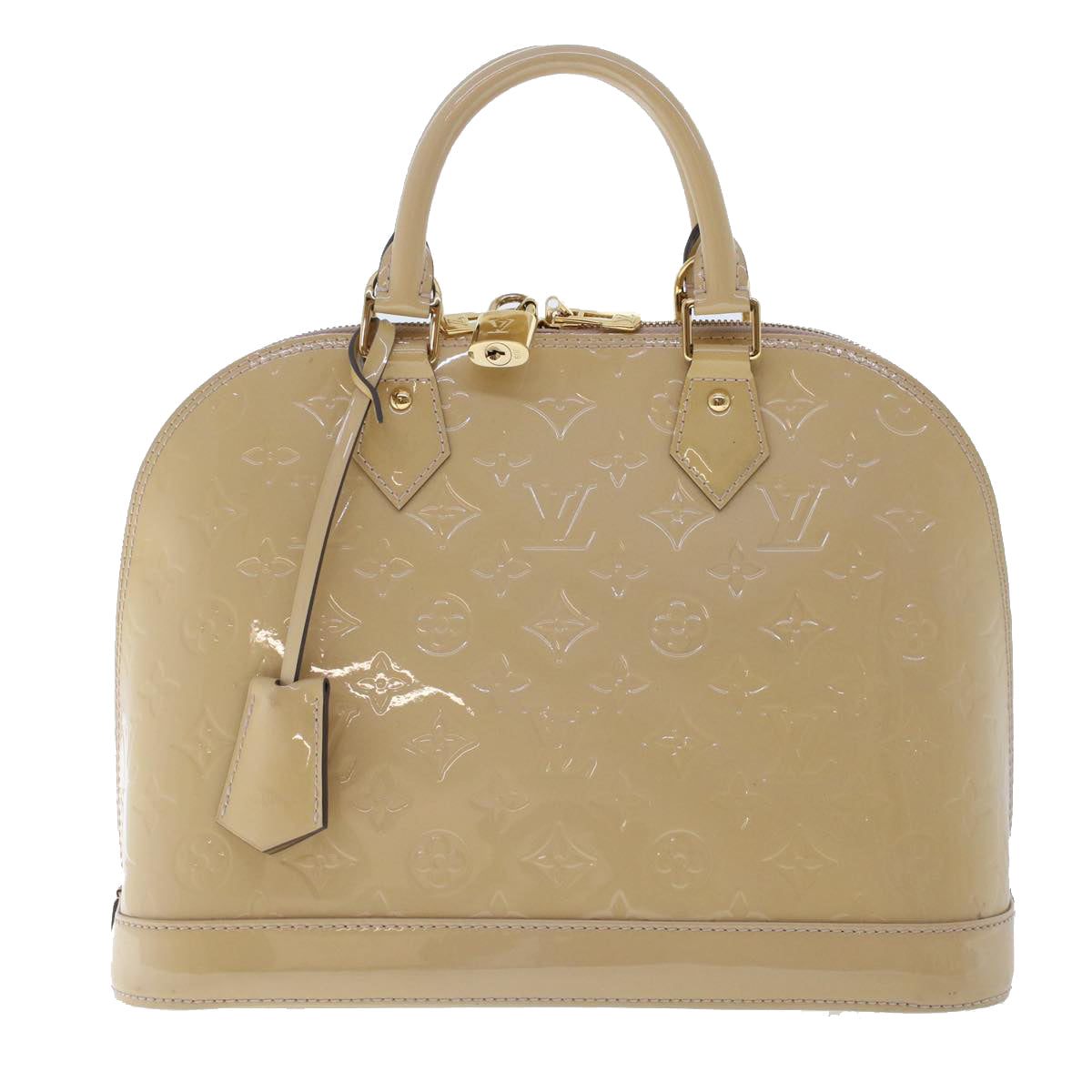 LOUIS VUITTON Monogram Vernis Alma PM Hand Bag 2way Beige M90170 LV Auth 49459