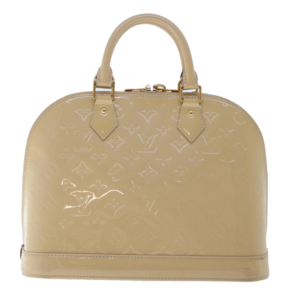 LOUIS VUITTON Monogram Vernis Alma PM Hand Bag 2way Beige M90170 LV Auth 49459