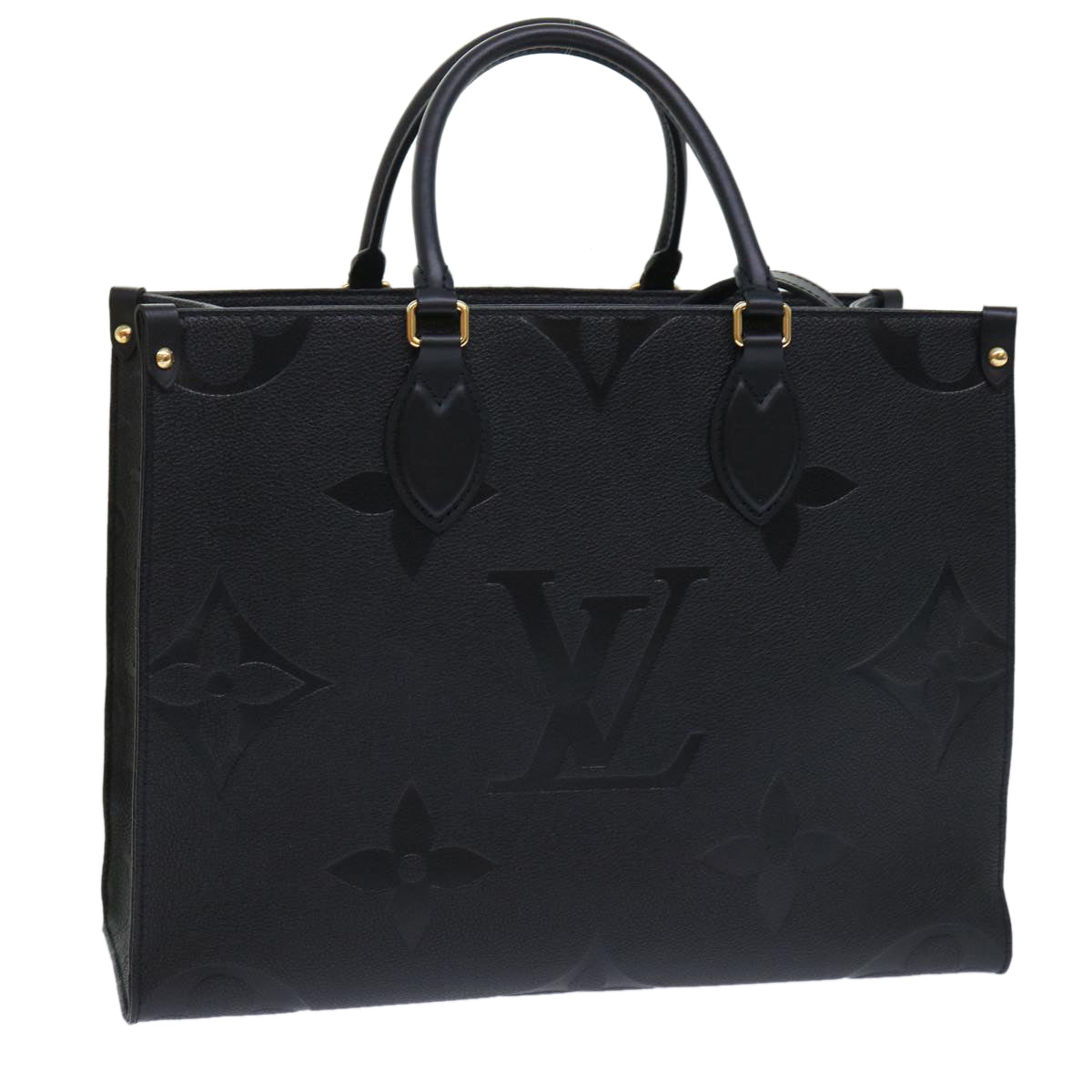 LOUIS VUITTON Monogram Empreinte On The Go MM Bag 2way Black M45595 Auth 49493A