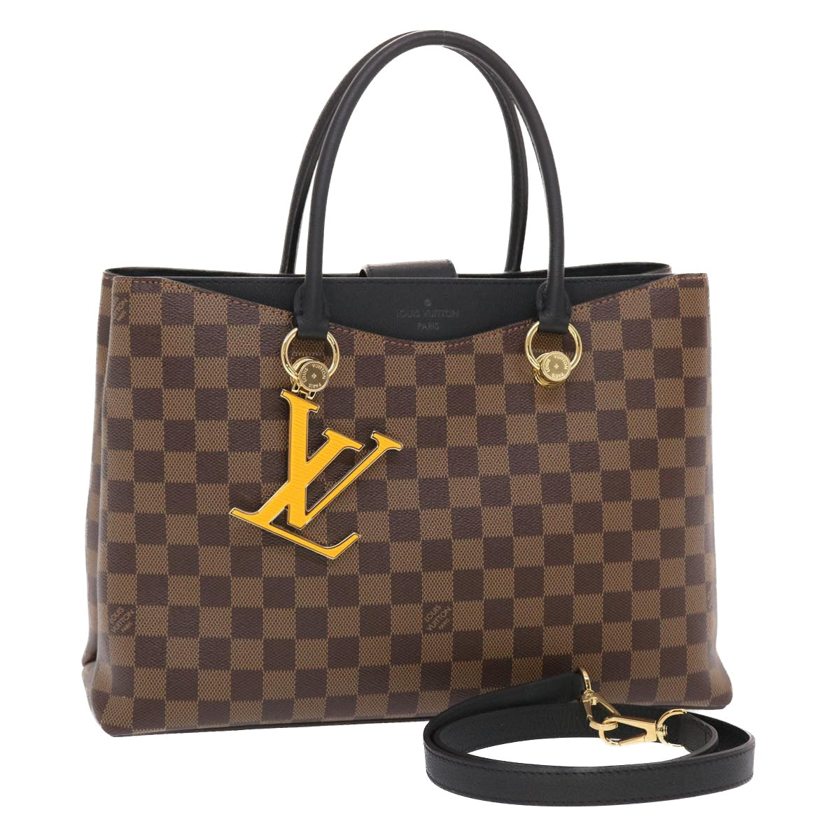 LOUIS VUITTON Damier Ebene Riverside Hand Bag 2way N40050 LV Auth 49497A