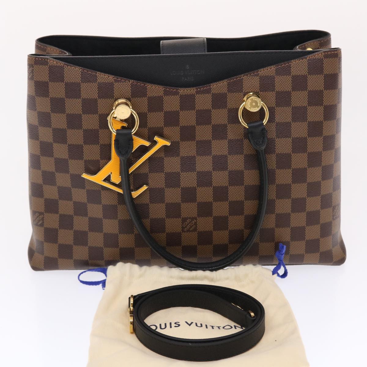 LOUIS VUITTON Damier Ebene Riverside Hand Bag 2way N40050 LV Auth 49497A