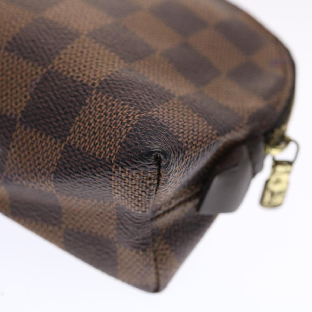 LOUIS VUITTON Damier Ebene Pochette Cosmetic PM Pouch N47516 LV Auth 49513